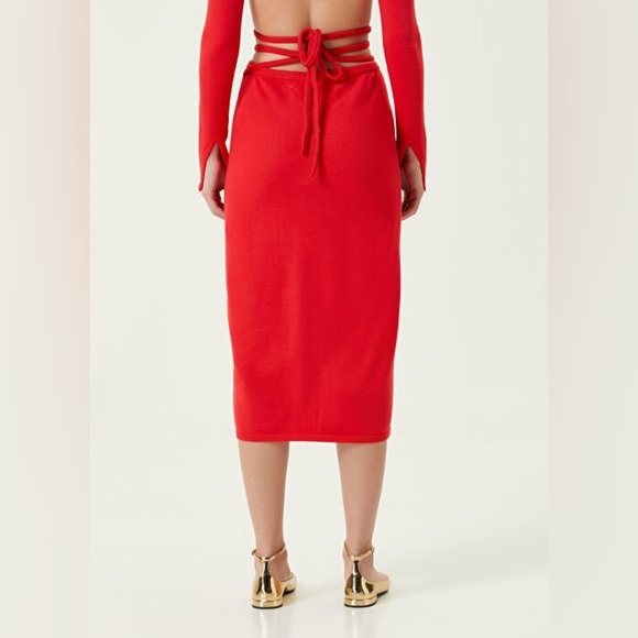 For Love And Lemons Brady Midi Skirt Red Size Small NEW NWT Wrap - Picture 11 of 14